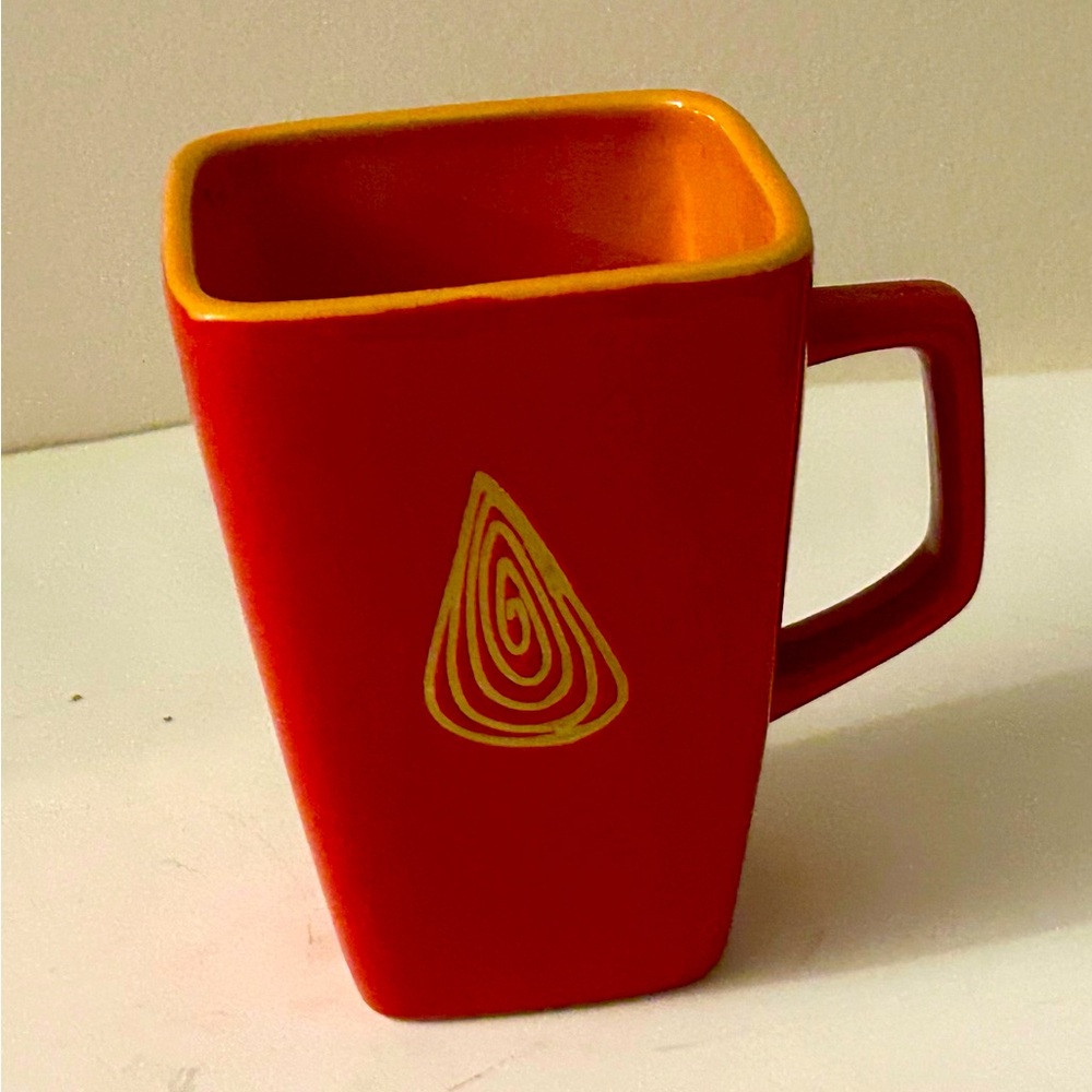 Vintage Cup MCM DISARONNO Mug Red Orange Amaretto Ceramic Italy Abstract art
